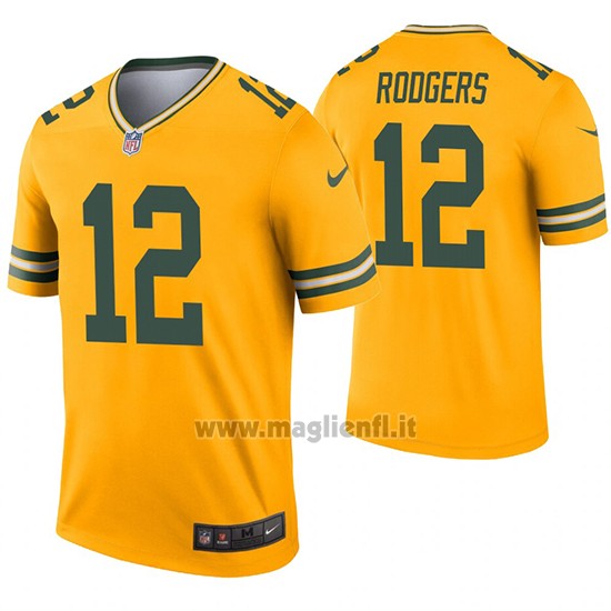 Maglia NFL Legend Green Bay Packers 12 Aaron Rodgers Inverted Or